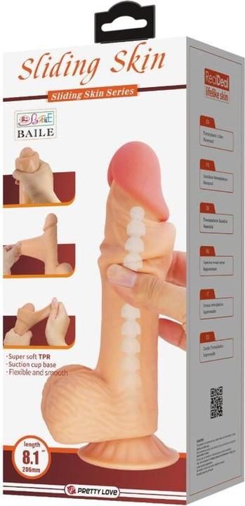 Produktbild Pretty Love Sliding Skin Series Realistischer Dildo Mit Gleitendem Haut-Saugnap 20,6 cm