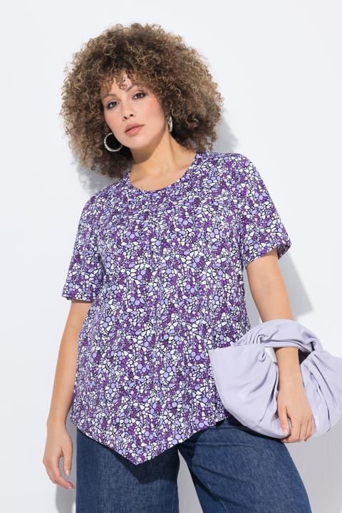 Produktbild Ulla Popken T-Shirt, Zipfelsaum, A-Linie, Biesen, Rundhals, Halbarm (56)