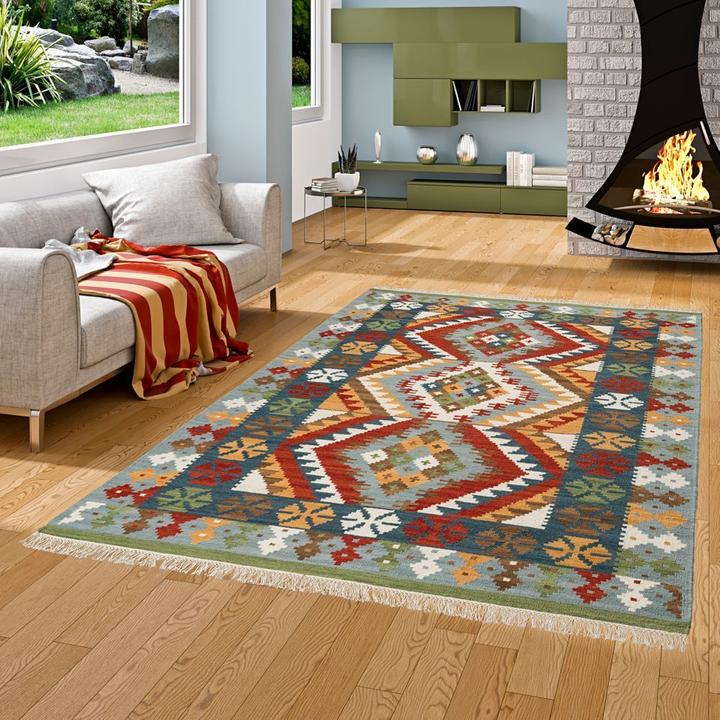 Produktbild Theko Natur Teppich Kelim Sumak Bordüre Trend (90 x 160 cm)