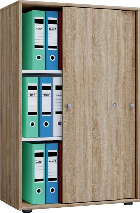 Image du produit VCM Armoire de bureau en bois Étagère à dossiers Lona 3 compartiments Portes coulissantes (70 x 40 x 111 cm)