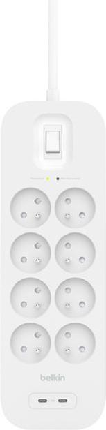 Produktbild Belkin Surge Protection with USB C 8 Outlet Dual USB C 30w PD (8x, CEE 7/5, 2 m)