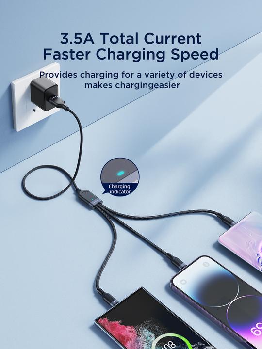 Productafbeelding Joyroom Cavo 3 in 1 Multi-Use Series S-1T3018A18 Lightning USB-C micro USB 1,2 m - nero (1.20 m, USB 3.2 Gen 1)