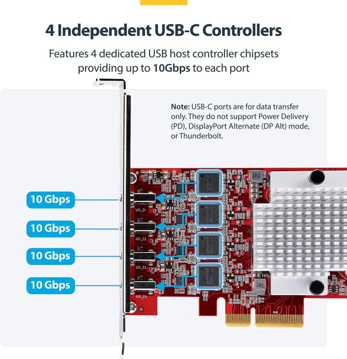 Produktbild StarTech 4-PORT USB-C 10GB PCIE CARD LP USB-C 3.2 10GBPS