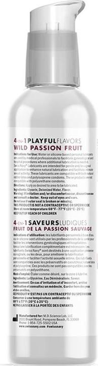 Valeurs nutritives et ingrédients Swiss Navy 4 en 1 Fruit de la passion sauvage 4 oz/118 ml (118 ml)
