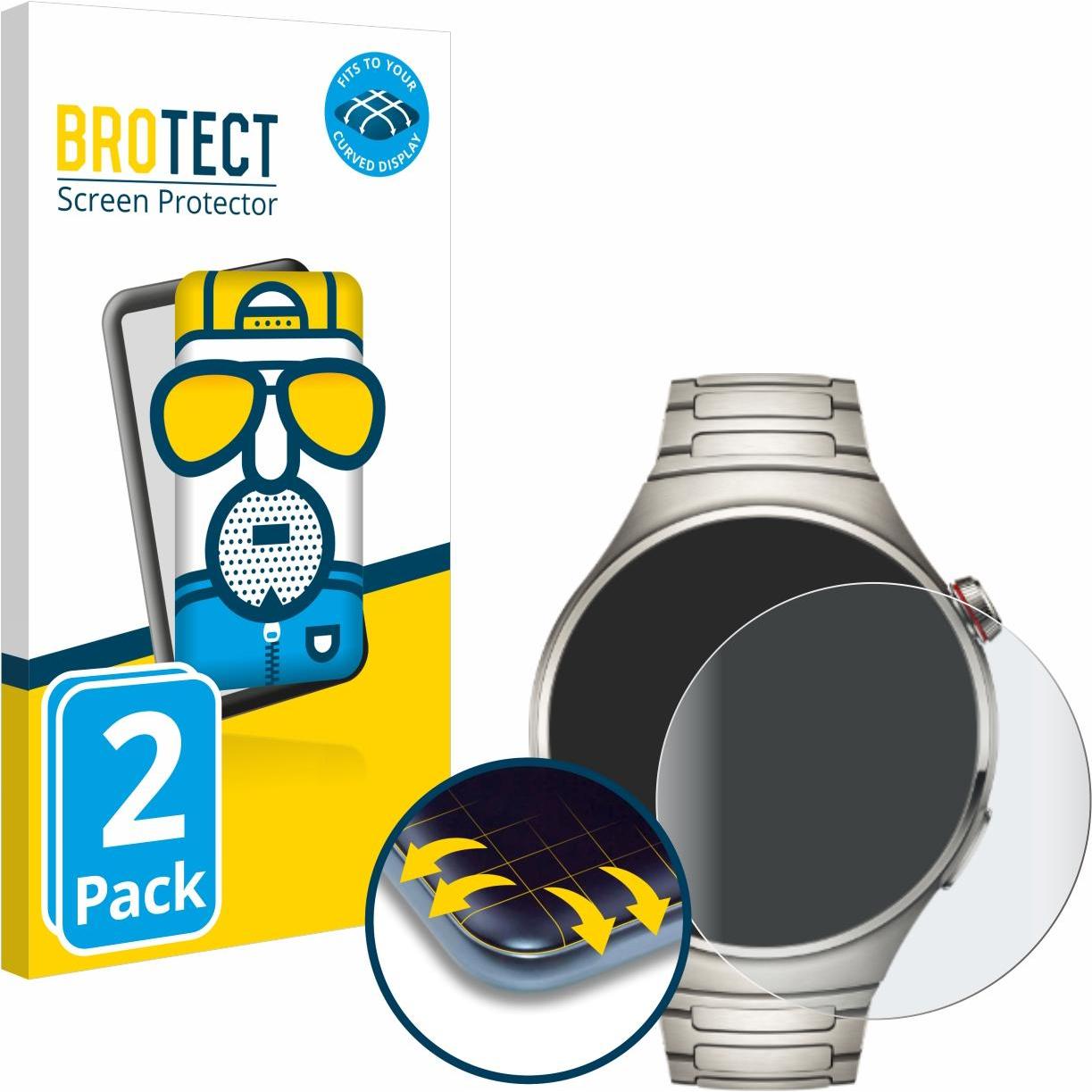 BROTECT Full-Cover Displayschutz Matt, Smartwatch Schutzfolie, Schwarz