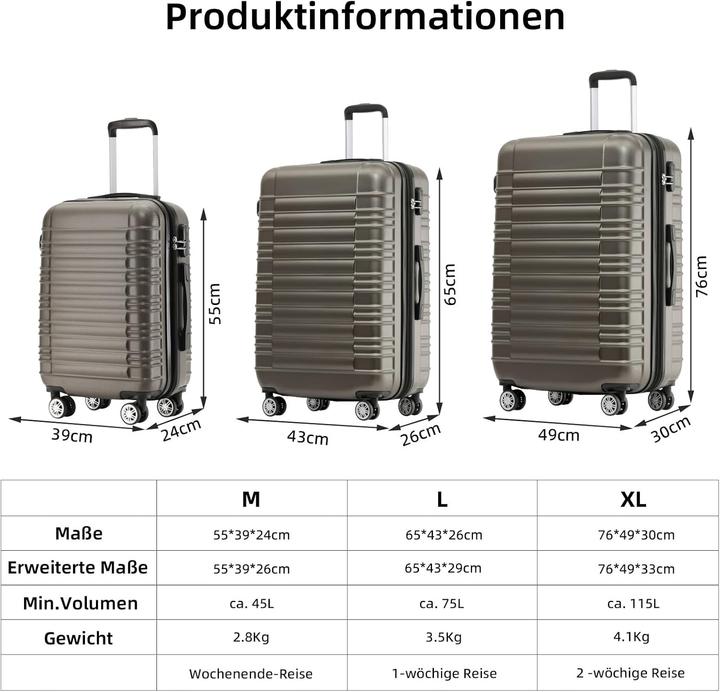 Produktbild Beibye Kofferset, Coffee