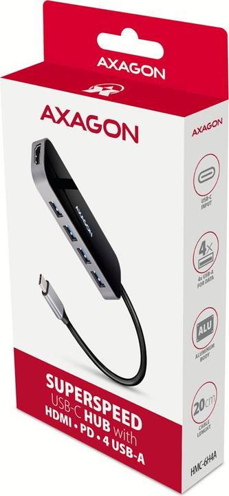Actual product image Axagon HMC-6H4A (USB-C, 6 ports)
