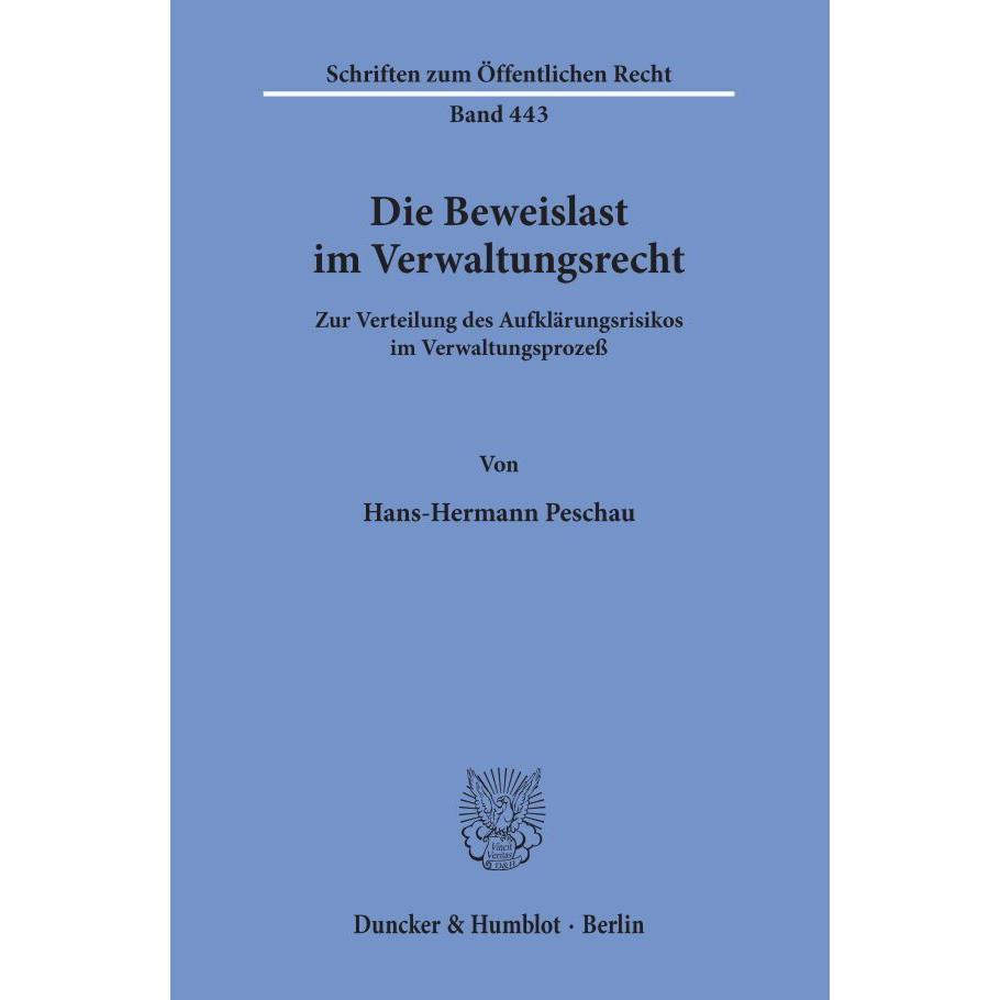Die Beweislast im Verwaltungsrecht, Fachbücher