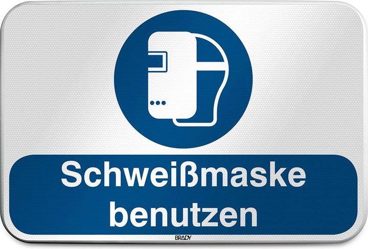 Produktbild Brady M/M019/DE201/RLFBD-600X400-1, ISO Sicherheitsschild - Schweissmaske benutzen, Aluminium lamin