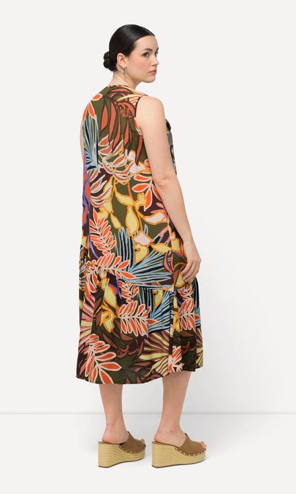 Produktbild Ulla Popken Kleid, Blätter, Volantsaum, V-Ausschnitt, ärmellos (46, 48)