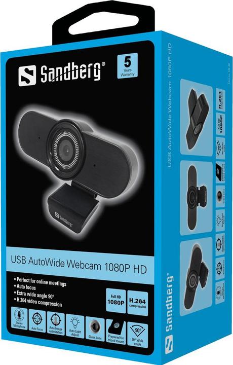 Actual product image Sandberg USB AutoWide Webcam 1080P HD - Web Camera (2.10 Mpx)