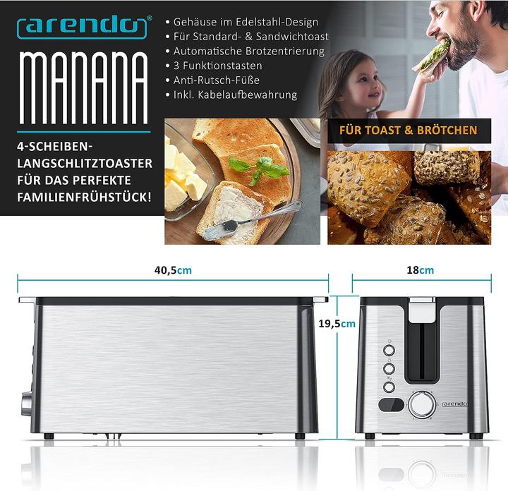 Immagine prodotto Arendo Tostapane lungo slot 4