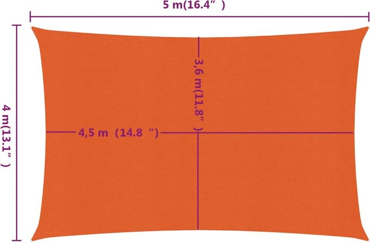 Actual product image VidaXL Sonnensegel 160 g/m² Rechteckig HDPE (4 x 5 m)