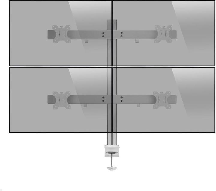 Produktbild MonLines MTH012 2+2 Monitorhalterung für 4 Monitore bis 32Zoll, silber (Tisch, 32", 8 kg)
