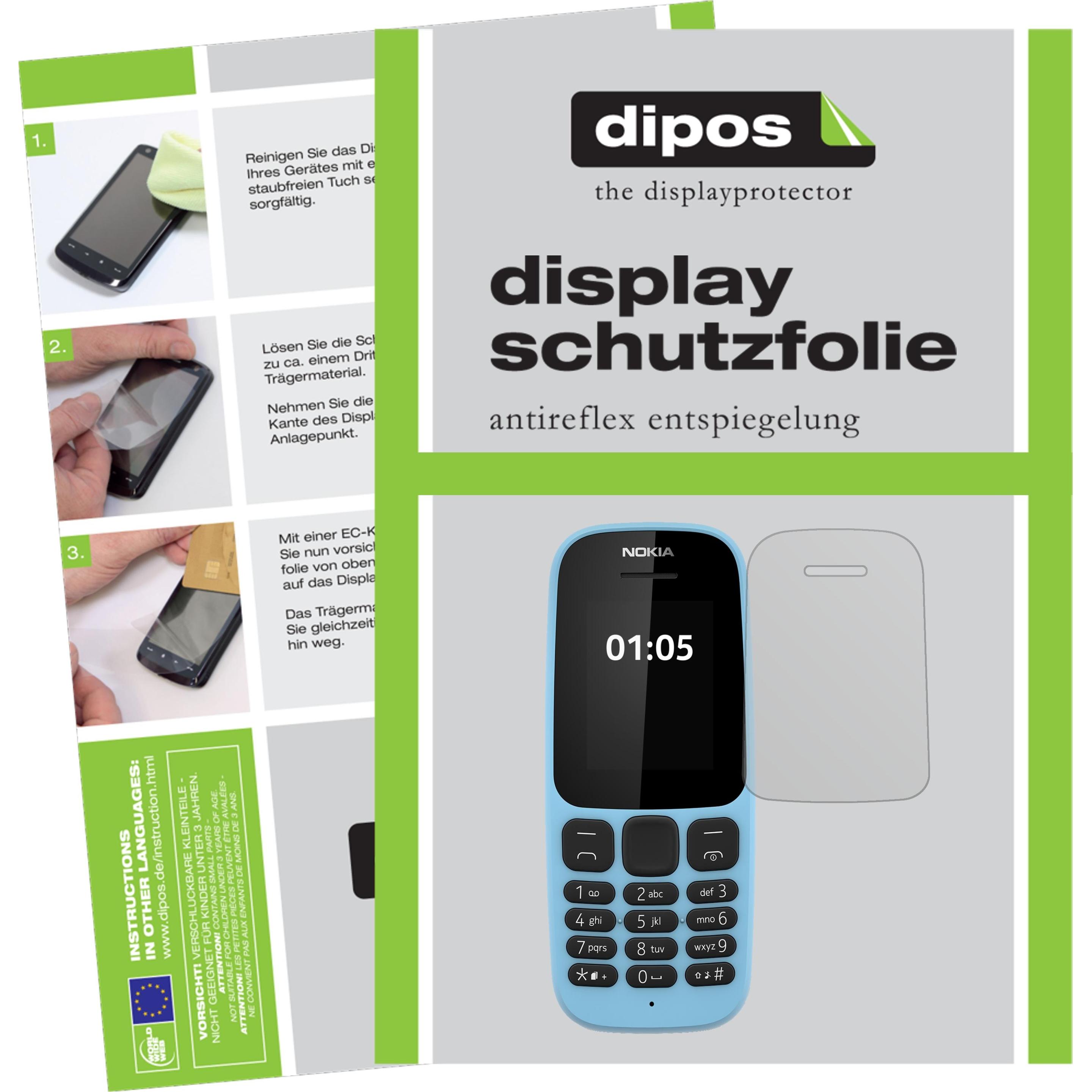 Dipos Displayschutzfolie Antireflex (1 Stück, Nokia 105), Smartphone Schutzfolie, Transparent