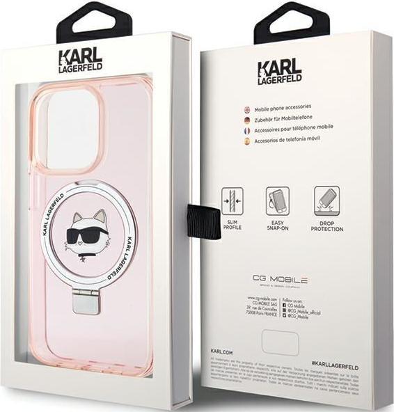 Produktbild Karl Lagerfeld KLHMP15XHMRSCHP iPhone 15 Pro Max 6.7" różowy/pink hardcase Ring Stand Choupette Head (Apple iPhone 15 Pro Max)