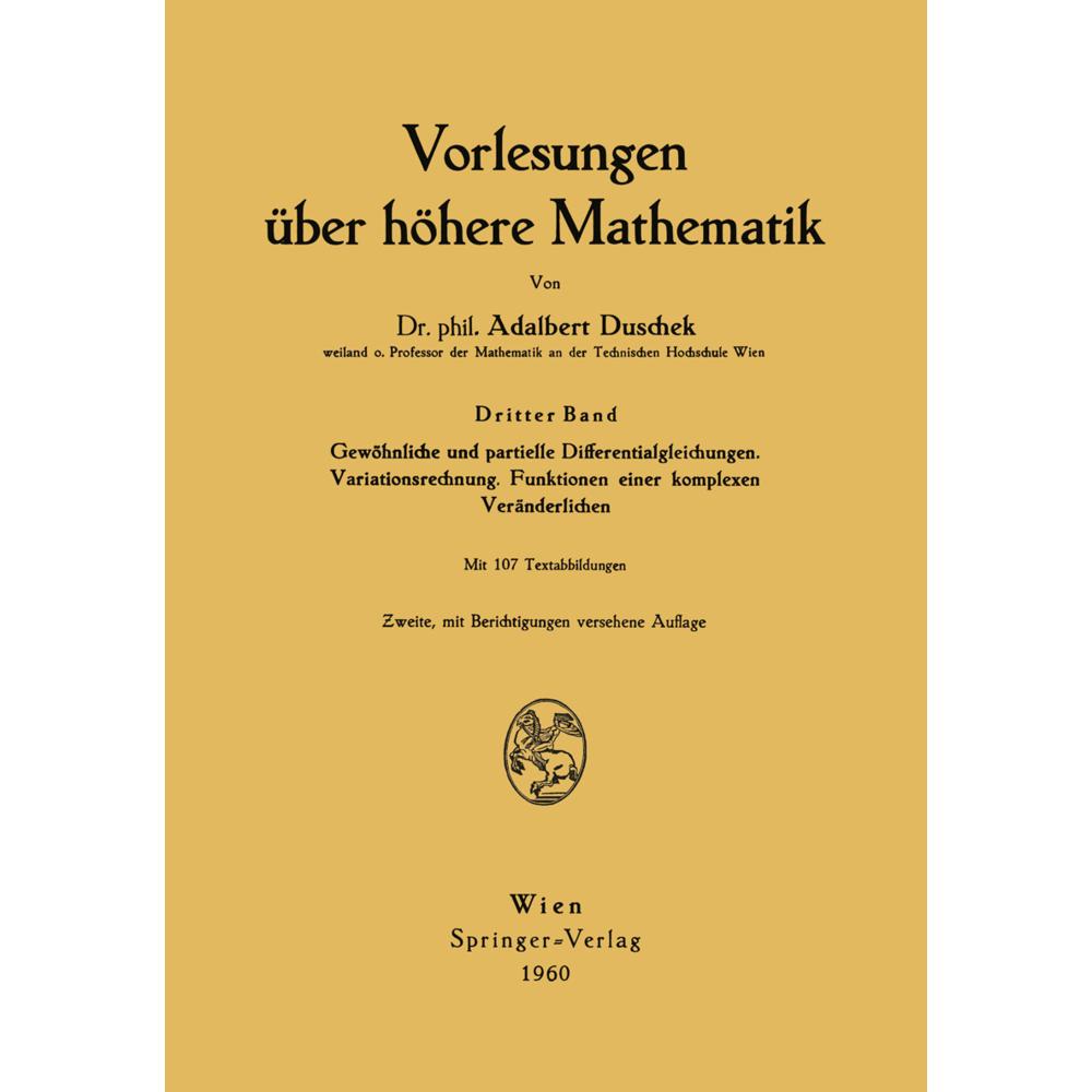 Vorlesungen über höhere Mathematik, Fachbücher von Adalbert Duschek