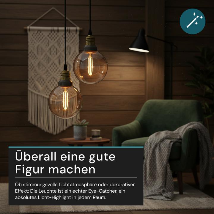 Produktbild Luxula LED-Filament-Lampe, Line Amber Globe, E27, 2W, 65lm, 1800K (E27, 65 lm, 1x)