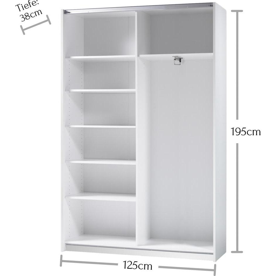 Thumbnail - Schlafkontor, Kleiderschrank, Fast Kleiderschrank Holzwerkstoff Dekorfolie 2 Türen 125x195x38 cm (125 x 195 x 38 cm)