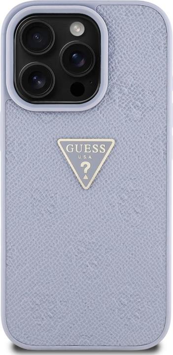 Produktbild Guess Hardcase PU Grained Hot Stamp 4G Triangle Metal Case for iPhone 16 Pro 6,3" Purple (Apple iPhone 16 Pro)