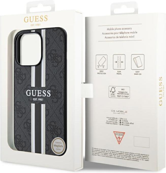 Produktbild Guess GUHMP13XP4RPSK iPhone 13 Pro Max 6,7" czarny/black hardcase 4G Printed Stripes MagSafe (Apple iPhone 13 Pro Max)