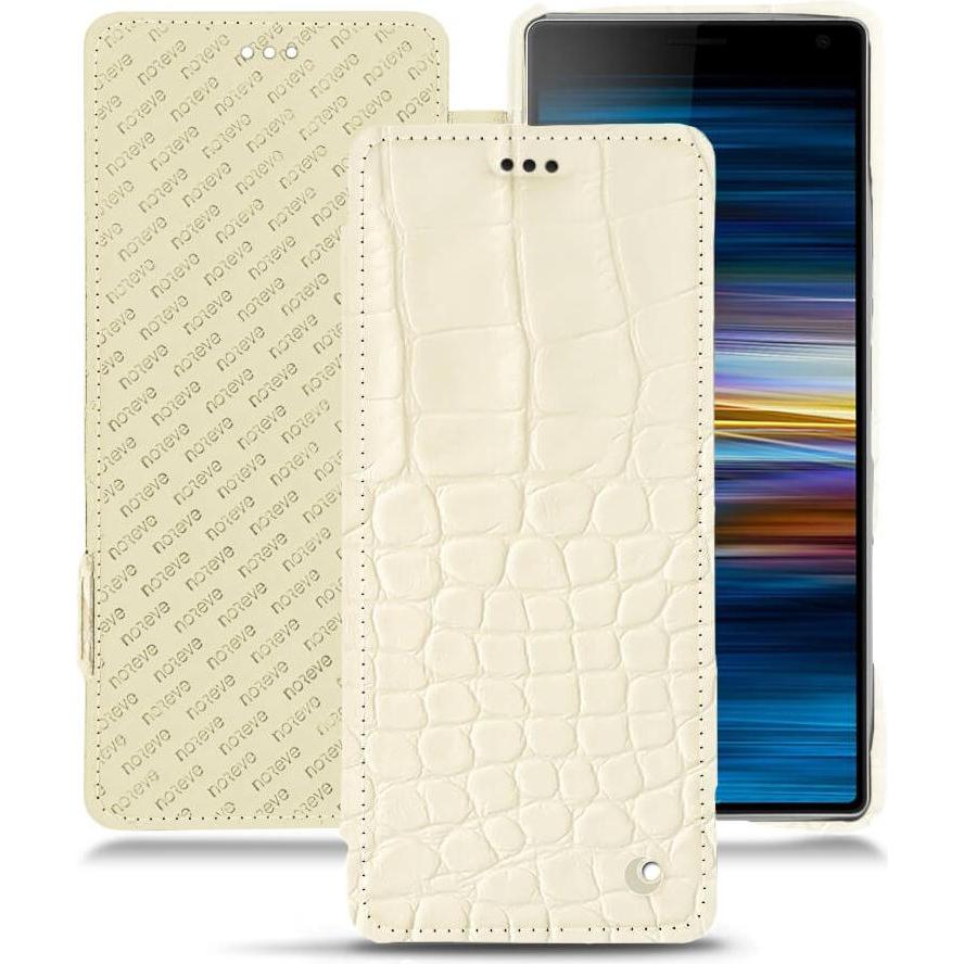 Noreve Lederschutzhülle horizontal (Sony Xperia 10 Plus), Smartphone Hülle, Weiss