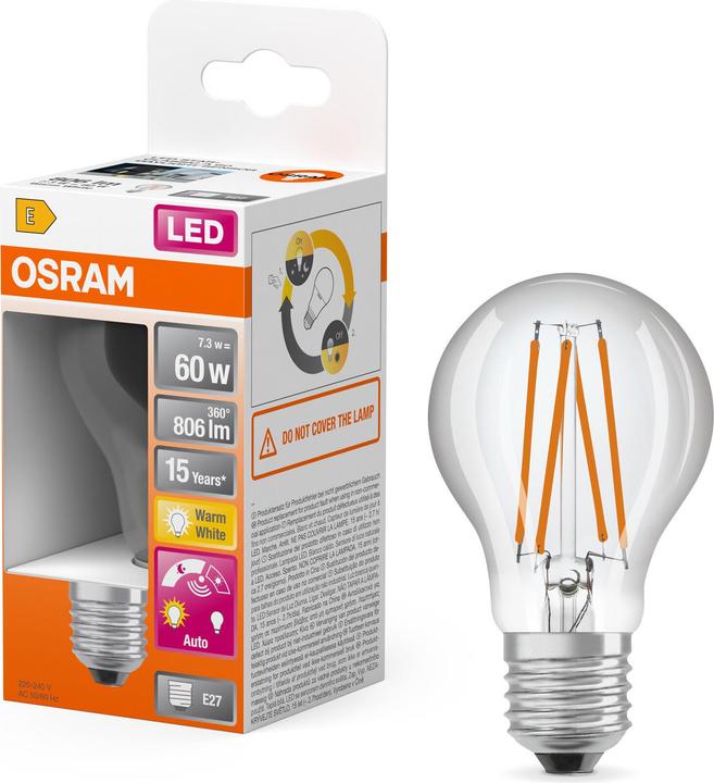 Immagine prodotto Osram SENSORE DI LUCE DIURNA A LED CLASSIC A 60 7,3 W/2700 K E27 (E27, 806 lm, 1 x)