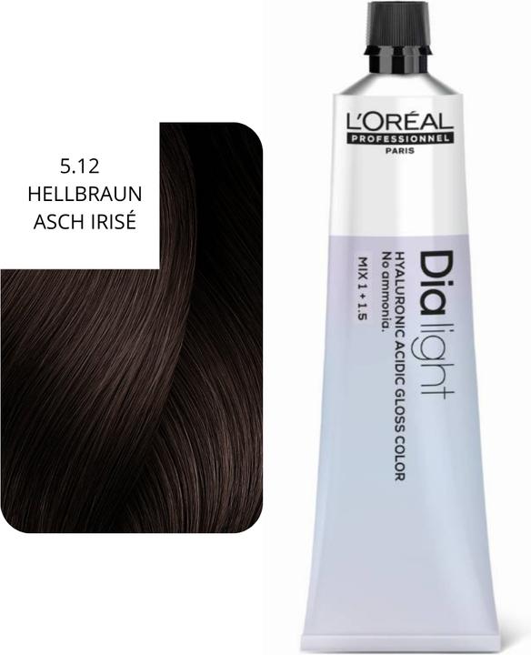 Produktbild L'Oréal Professionnel Dialight 5.12 hellbraun asch irisé 60ml (5.12 Hellbraun Asch Irisé)