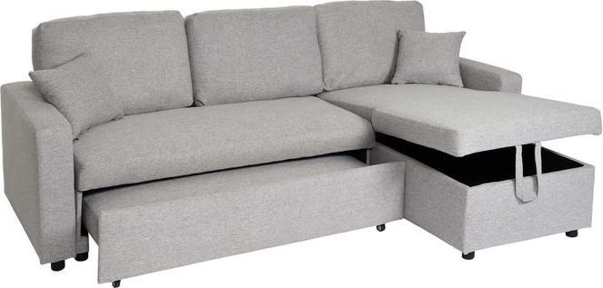 Produktbild Mendler Ecksofa mit Bettkasten HWC-L17, Couch Sofa L-Form, Liegefläche Nosagfederung - grau (Ecksofa)