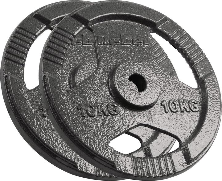 Rebel Gusseisen Gewichtssatz 2x10kg Bohrung 31mm Scheibe mit Griffen ACTIVE (2 x 10 kg)