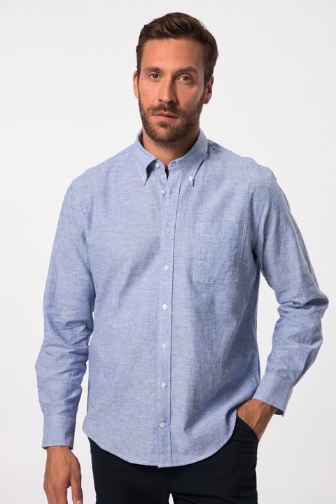 Image du produit JP1880 Chemise en lin mélangé. Manches longues et col à pointes boutonnées - coupe Modern Fit (4XL)