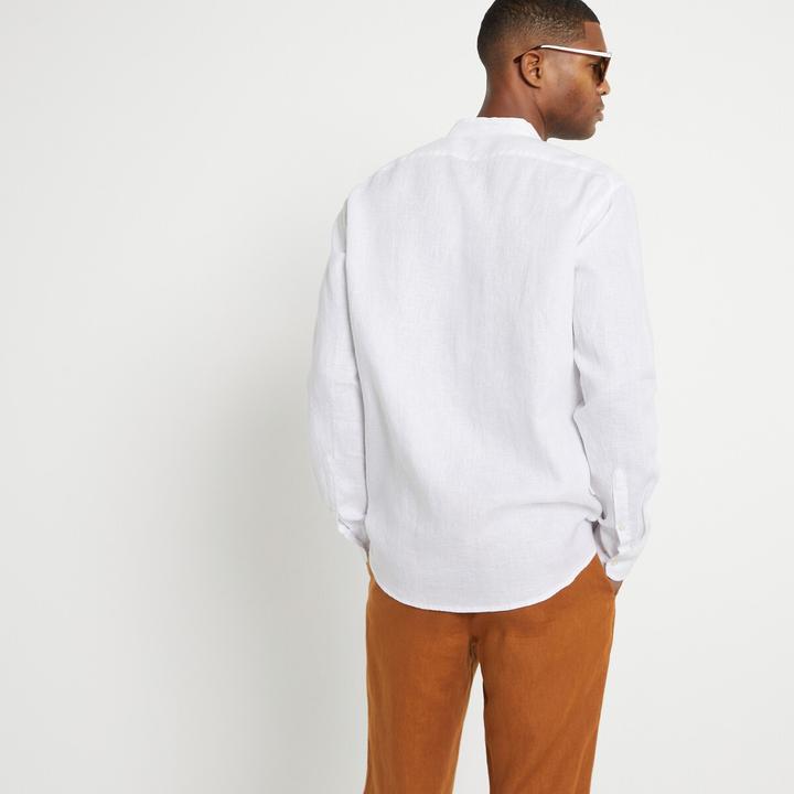 Image du produit La Redoute Collections Chemise droite en lin Signature avec col montant (L)