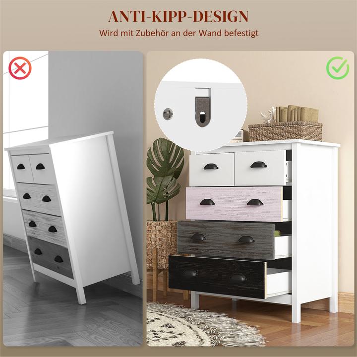 Image du produit Homcom Kommode MDF, Kiefernholz Weiss (70 x 38 x 85 cm)