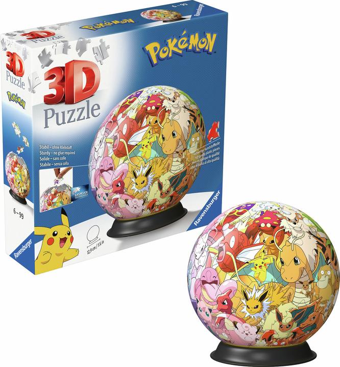 Actual product image Ravensburger 3D Puzzle 11595 - Puzzle Ball Pokémon Kanto Region - Puzzle ball made of three-dimensional puzzle (72 pieces)
