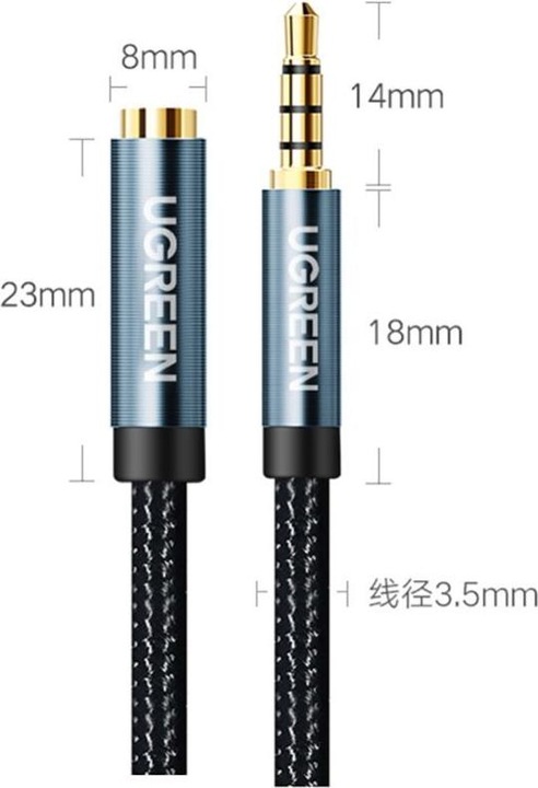 Productafbeelding Ugreen Audio AUX jack hoofdtelefoon verlengkabel 4-pin (1 m, 3,5 mm aansluiting (AUX))