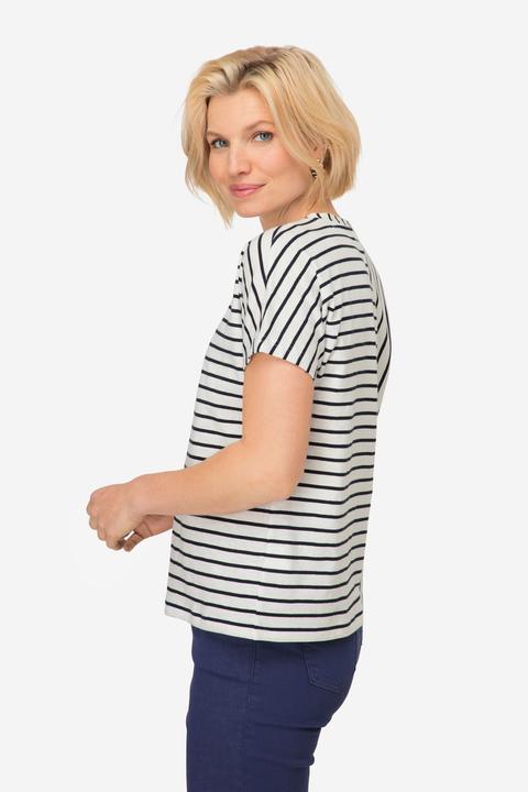 Actual product image Laurasøn T-Shirt, Ringelmix, V-Ausschnitt, Halbarm, OEKO-TEX Made in Green (M)