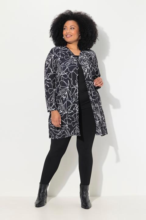 Actual product image Ulla Popken Matte Jersey Flower Silhouette Open Shape Jacket (62)