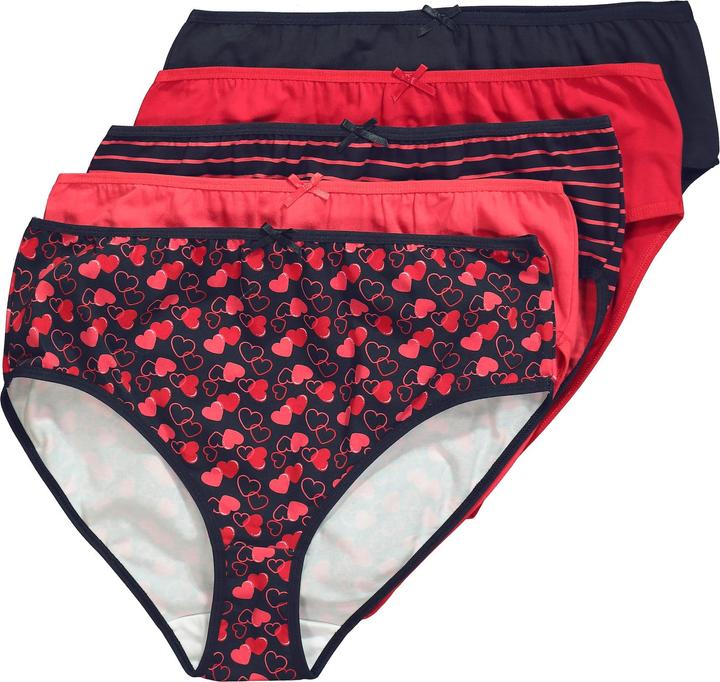 Immagine prodotto Ulla Popken Slip midi, confezione da 5, cuori/tinta unita (42, 44, Confezione da 5 pezzi)