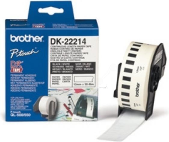Produktbild Brother DK-22214 DirectLabel Etiketten weiss 12mm x 3048m Weiss (1.20 cm)