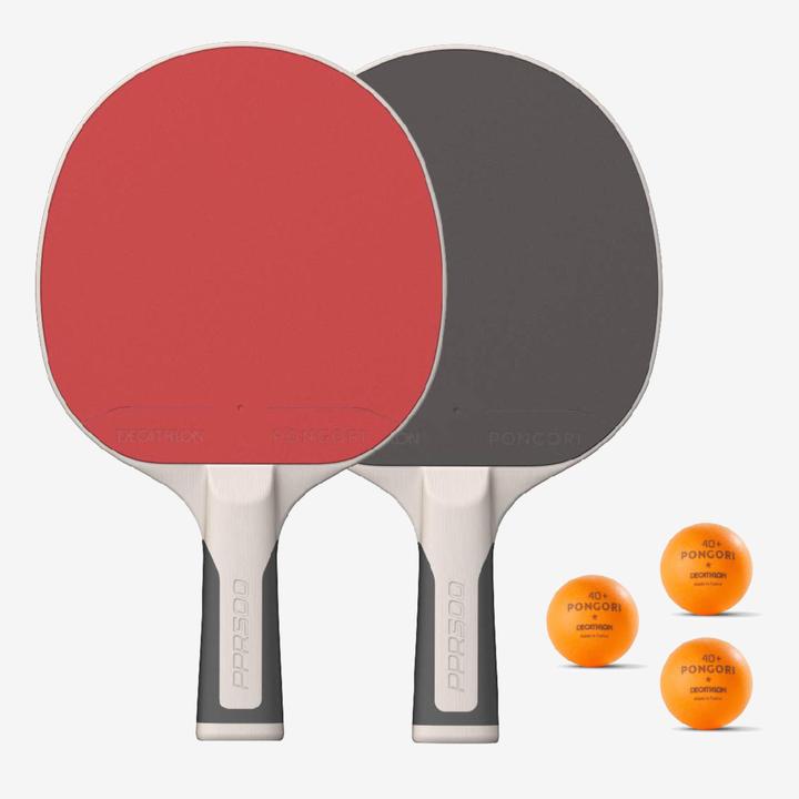 Image du produit Pongori Set de raquette de ping pong résistantes + 3 balles - Set PPR 500