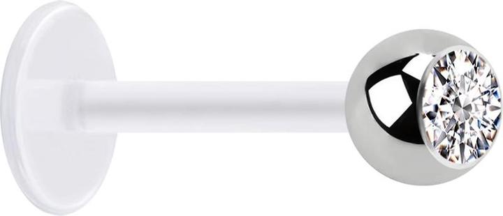 Produktbild Star Piercing Micro Labret transparent mit Kugel silber und Kristall silber (Chirurgenstahl 316L, ohne Messing, Bioflex)