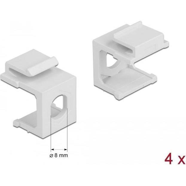 Delock Keystone Abdeckung weiss mit 8,0 mm Durchführung 4 Stück, Elektronikkabel + Stecker, Weiss