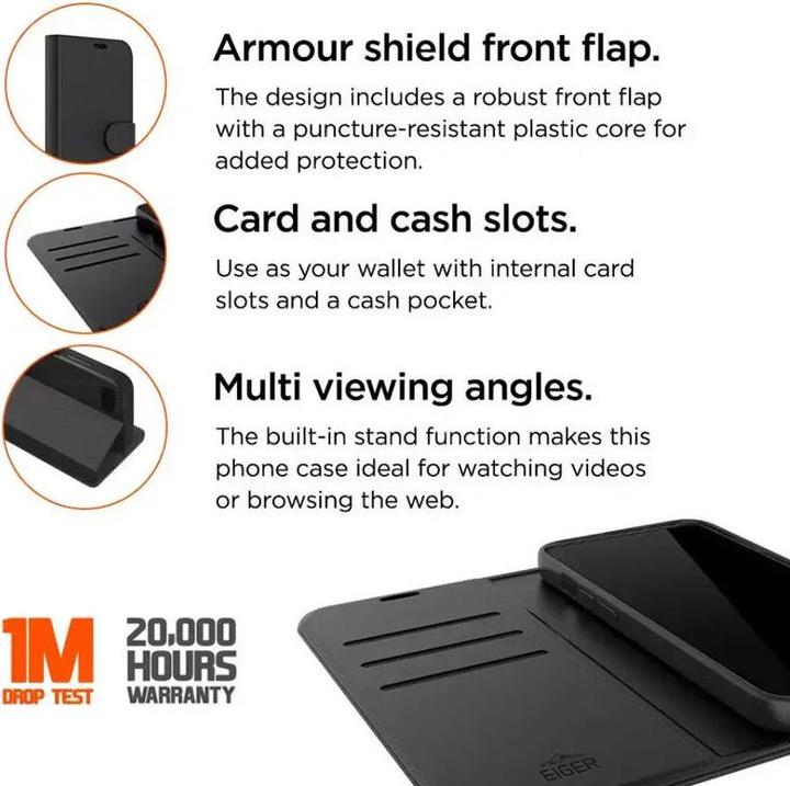 Actual product image Eiger North Folio Bookcase (Apple iPhone 15 Pro Max)