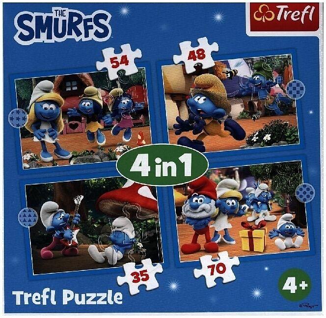 Actual product image Trefl 4 in 1 Puzzle - Smurfs (70 pieces)