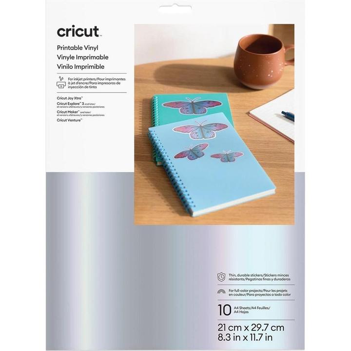 Produktbild Cricut Vinylfolie Joy Xtra bedruckbar A4, 10 Stück, Silber (10x)
