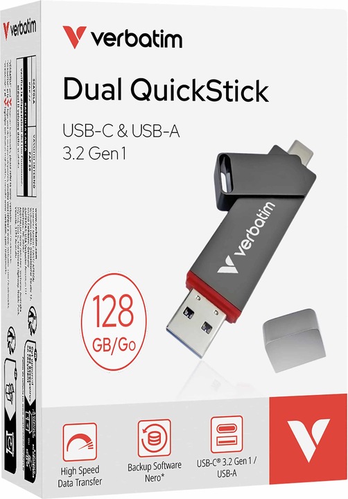 Actual product image Verbatim Dual QuickStick (128 GB, USB-A, USB-C)