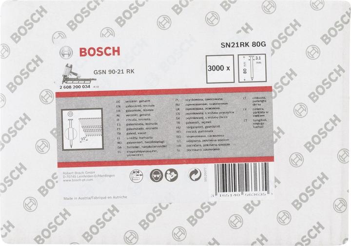 Produktbild Bosch Professional Zubehör Rundkopf-Streifennagel SN21RK 80G 3,1 mm, 80 mm, verzinkt, glatt