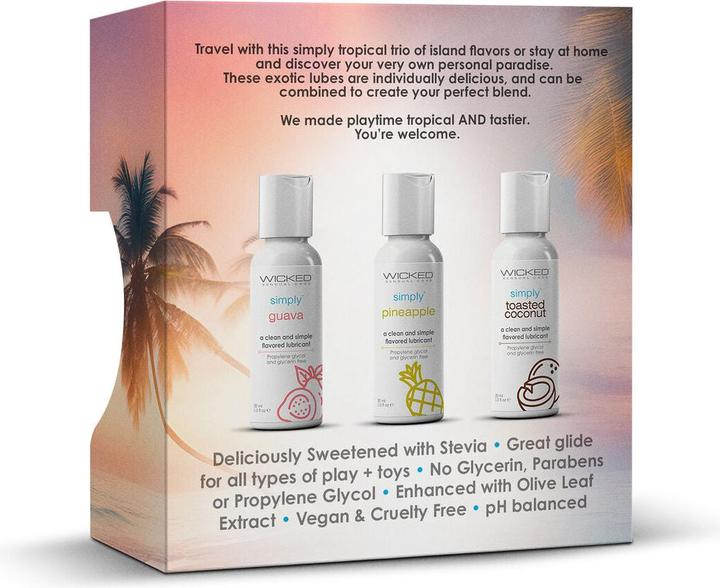 Actual product image Wicked Sensual Care wicked simply tropical trio waterbased lubricant 3x30ml (90 ml)
