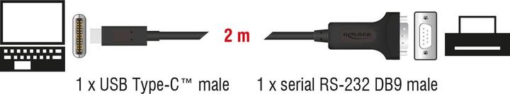 Immagine prodotto Delock Adattatore da USB Type-C™ a 1 x seriale RS-232 D-Sub 9 pin maschio con dadi 2 m (2 m)