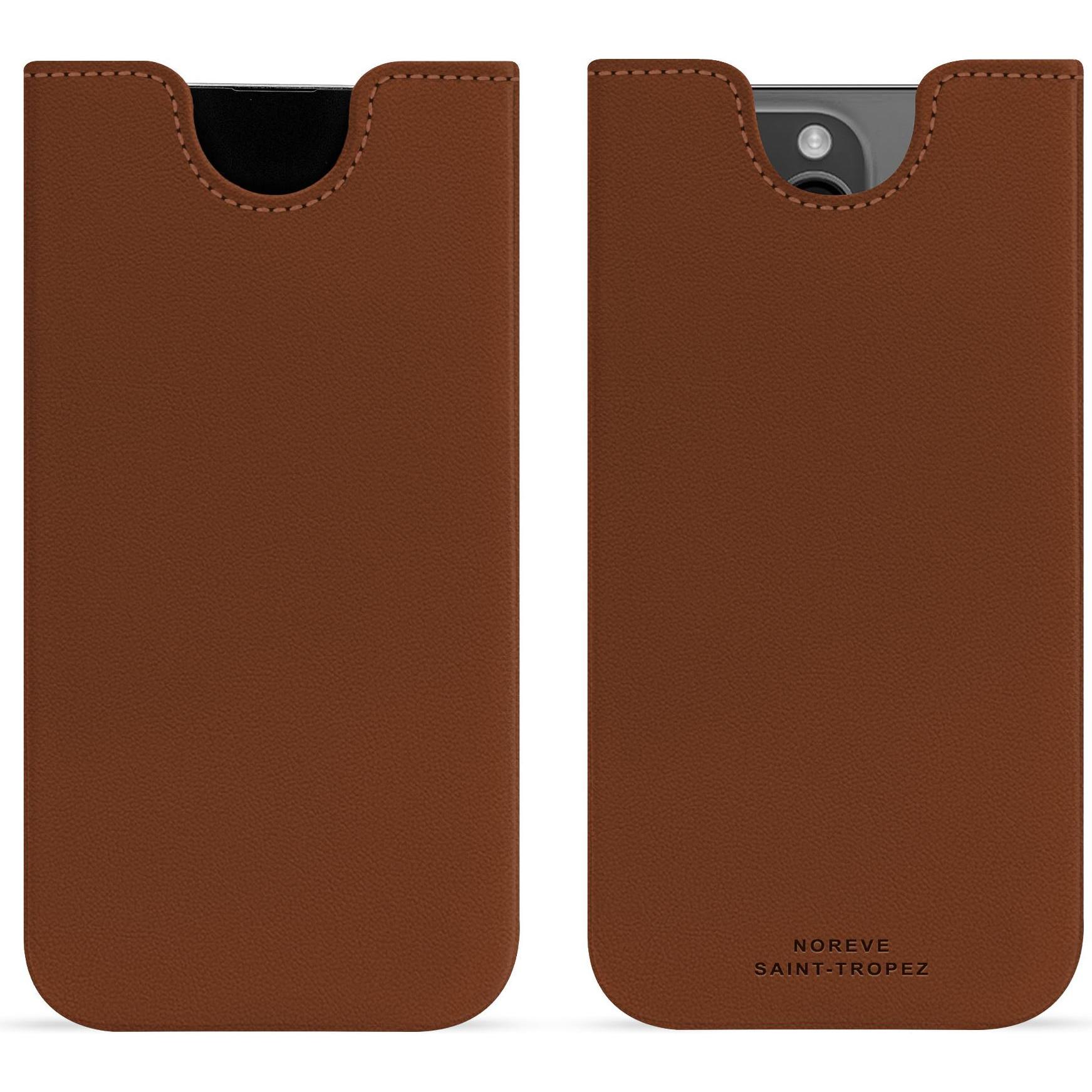 Noreve Lederschutzhülle (Apple iPhone 15 Pro Max), Smartphone Hülle, Braun